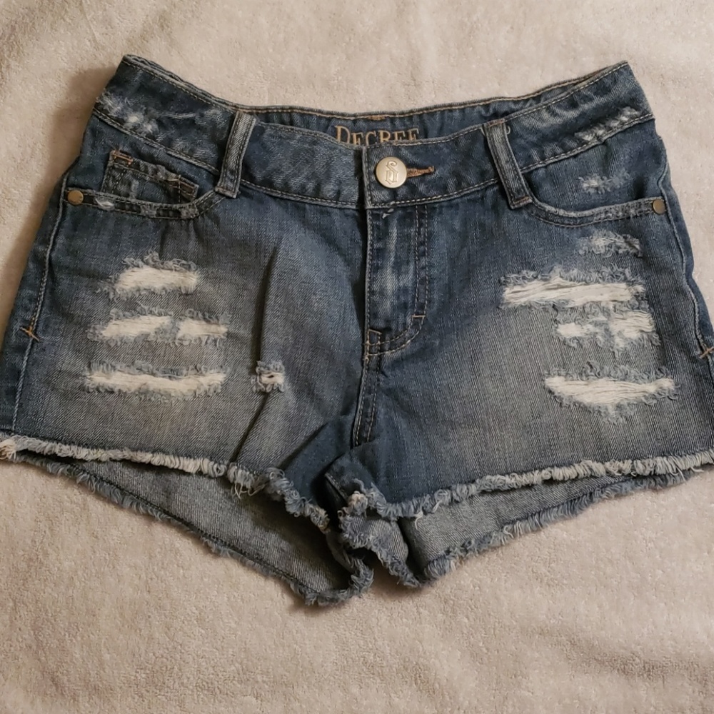 Jean shorts.